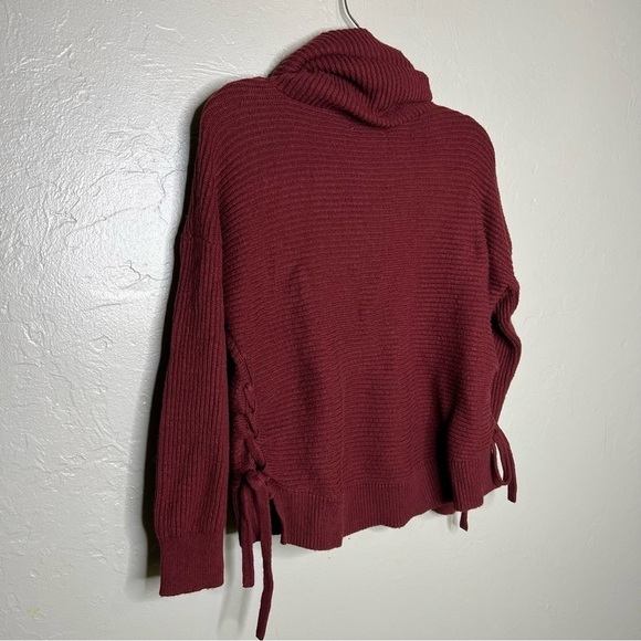 Ruby Moon Ribbed Lace Up Cowl Neck Sweater - Picture 5 of 5